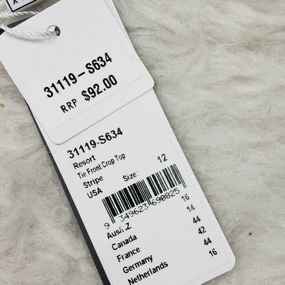 Seafolly Aralia Tie Front Bikini Top Green Stripe - Picture 5 of 7